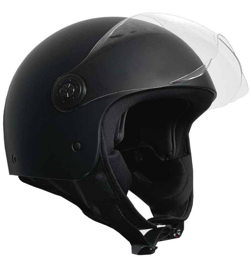 Jethelm Helm Motorradhelm RALLOX 229-2 Größe XL Chopper ATV matt schwarz von RALLOX Helmets