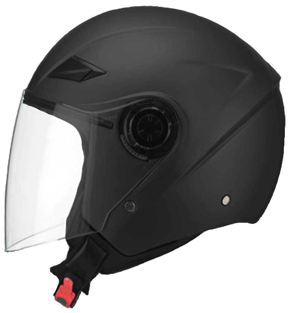 Jethelm Helm Motorradhelm RALLOX 702 matt schwarz mit Langvisier Größe L von RALLOX Helmets