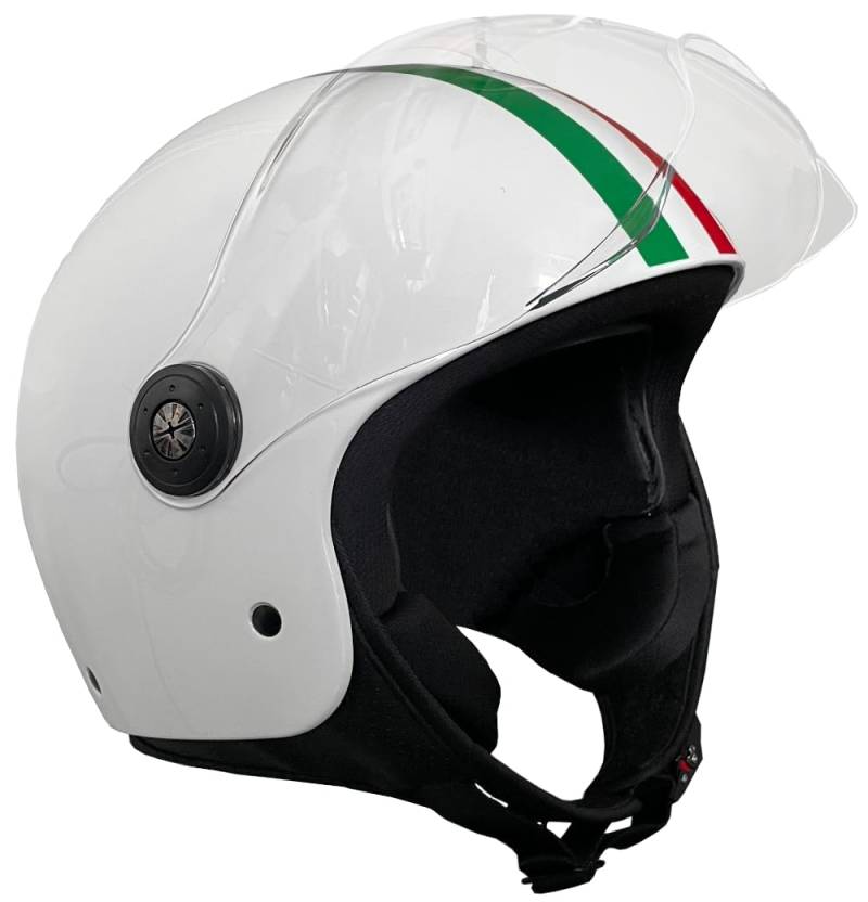 Jethelm RALLOX 229 Italia Helm Motorradhelm Größe L Rollerhelm mit Visier klar weiß Glanz von RALLOX Helmets