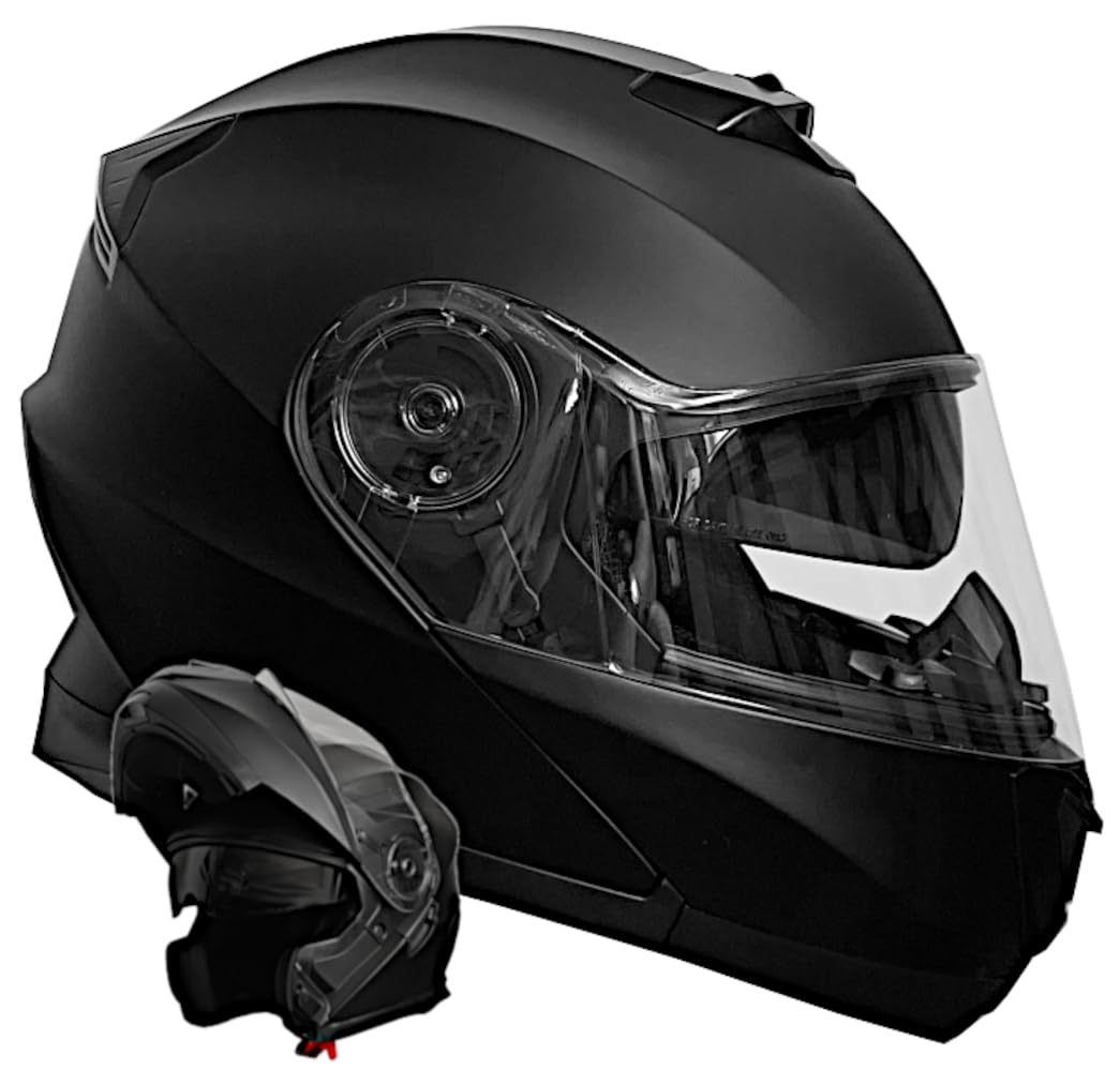 Klapphelm Integralhelm Helm Motorradhelm RALLOX 160-3 schwarz/matt mit Sonnenblende (S, M, L, XL) Größe L von RALLOX Helmets