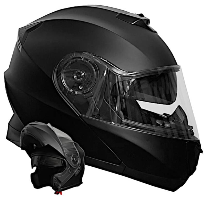 Klapphelm Integralhelm Helm Motorradhelm RALLOX 160-3 schwarz/matt mit Sonnenblende (S, M, L, XL) Größe M von RALLOX Helmets