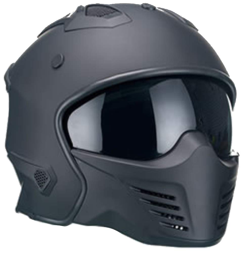 Motorradhelm Jethelm Helm RALLOX 726 matt schwarz mit ansteckbaren Kinnteil Größe L von RALLOX Helmets