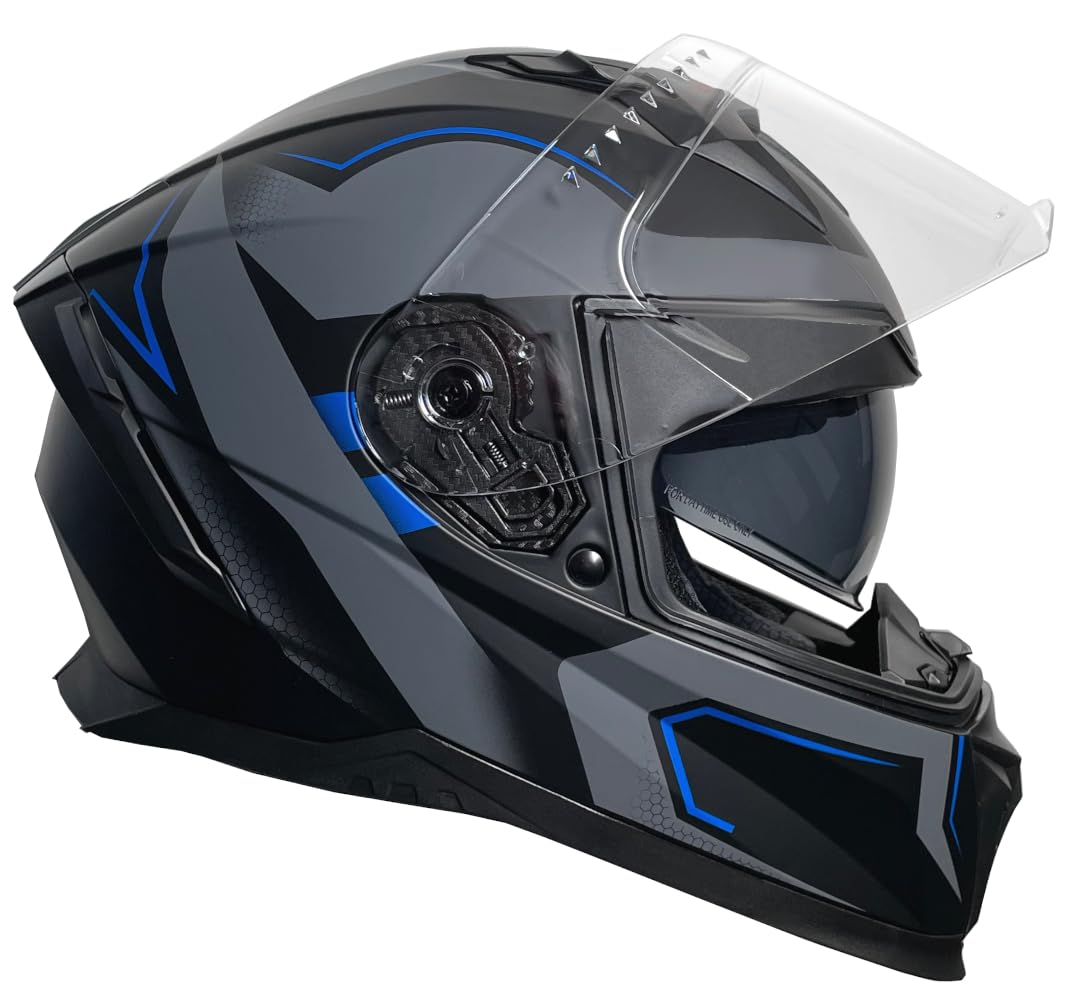 Rallox Helmets Integralhelm 510-3 schwarz/blau RALLOX Motorrad Roller Sturz Helm (XS, S, M, L, XL) Größe L von RALLOX Helmets