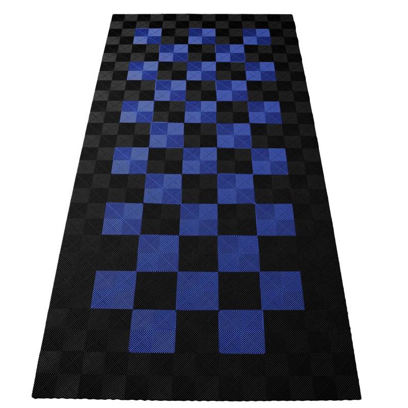 Performance Showroom Garagenboden 280cmx560cm =15,68m² Raceflag schwarz blau von RAMROXX