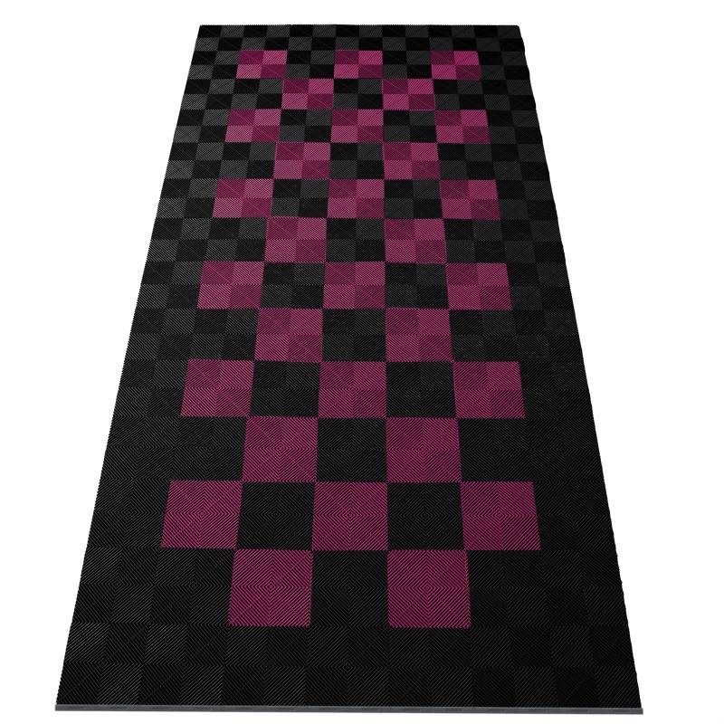 Performance Showroom Garagenboden 280cmx560cm =15,68m² Raceflag schwarz pink von RAMROXX