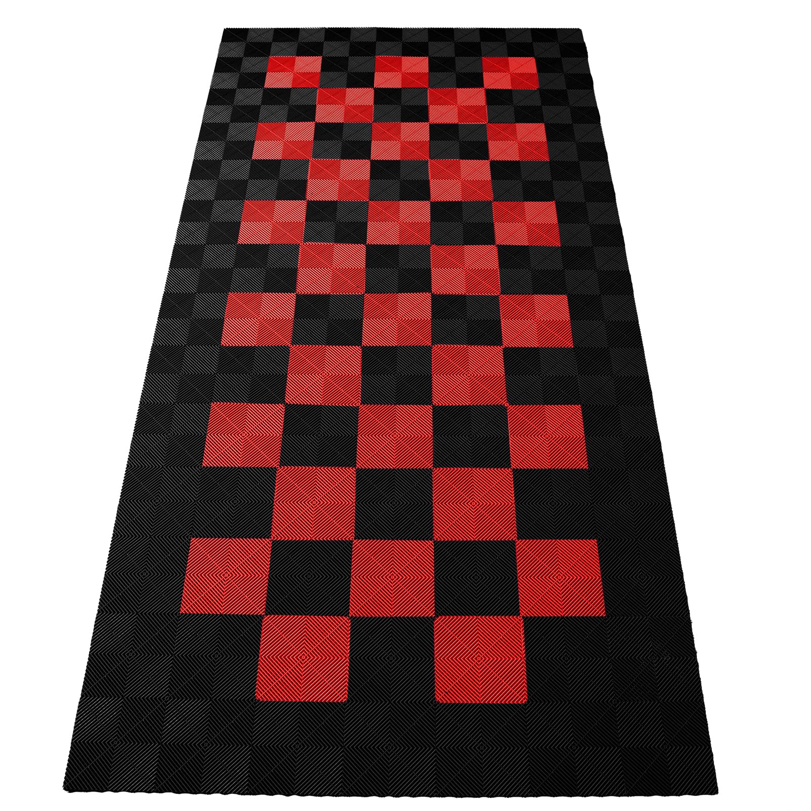 Performance Showroom Garagenboden 280cmx560cm =15,68m² Raceflag schwarz rot von RAMROXX