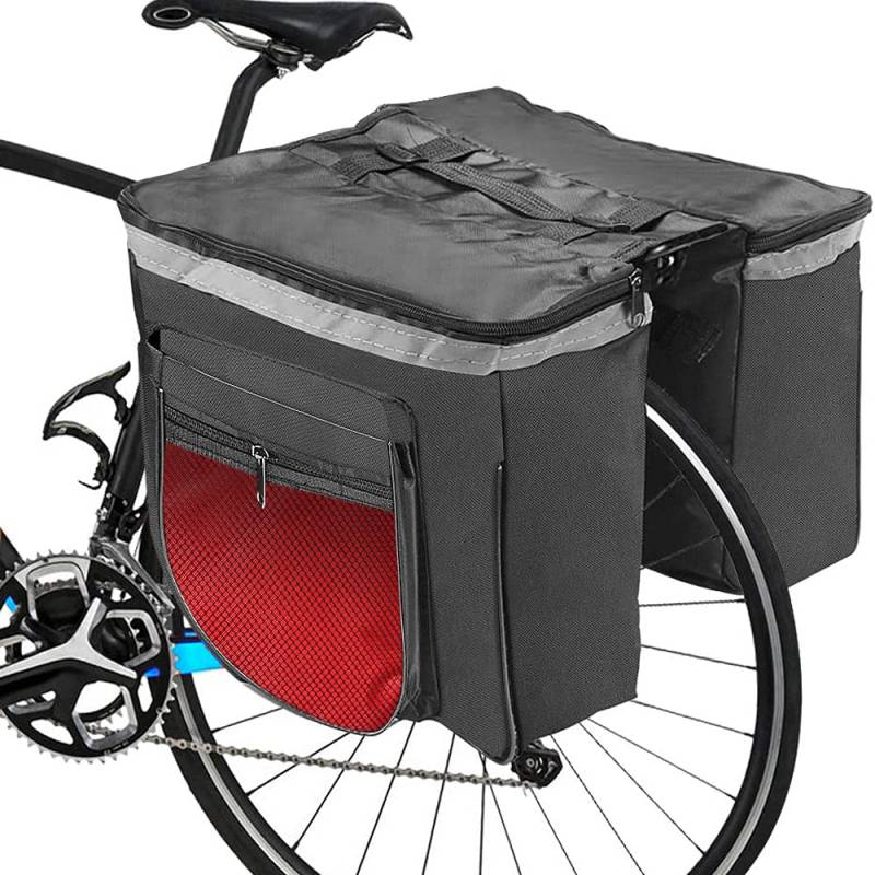 RANJIMA Fahrradtasche, Fahrradtasche hinten, multifunktional, große Kapazität, doppelte Tasche für Gepäckträger, wasserdicht, für Mountainbike, Rennrad und Outdoor (Rot) von RANJIMA