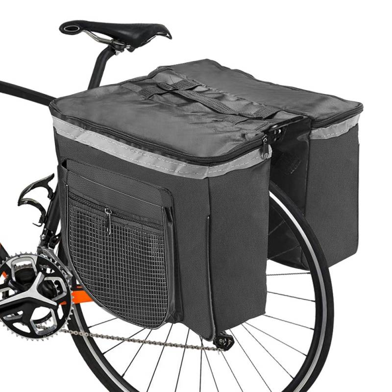 RANJIMA Fahrradtasche, Fahrradtasche hinten, multifunktional, große Kapazität, doppelte Tasche für Gepäckträger, wasserdicht, für Mountainbike, Rennrad und Outdoor (Schwarz) von RANJIMA