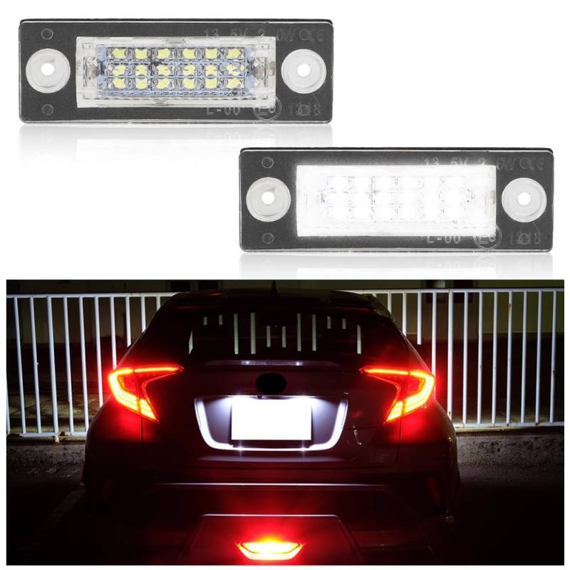 RANJIMA LED Kennzeichenbeleuchtung, 2 Stück 6500 K Kennzeichenleuchte, Hinten Kennzeichenleuchten Fehlerfrei Nummernschildbeleuchtung 12V für V-W Caddy-MK3 ransporter T5 Golf PAsat B5.5 B6 Jettaa von RANJIMA