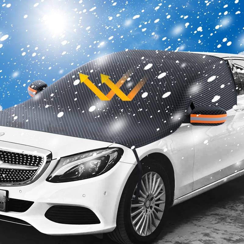 RANJIMA Auto Schneeschutz Frontscheibenabdeckung, Frontscheibenabdeckung Winter Faltbare Windschutzscheiben Abdeckung Auto Frontscheibe für die Gegen Schnee Sonne EIS Frost Staub UV von RANJIMA