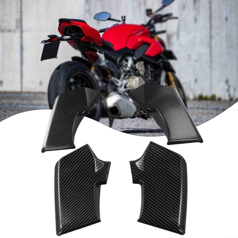 Motorrad-Windflügel-Verkleidung, Kohlefaser-Spoiler, Fxed Winglets Flügel für Ducati Streetfighter V4/S/SP V2/S Motorrad, aerodynamisches Flügel-Set, 4 Stück von RANRAO