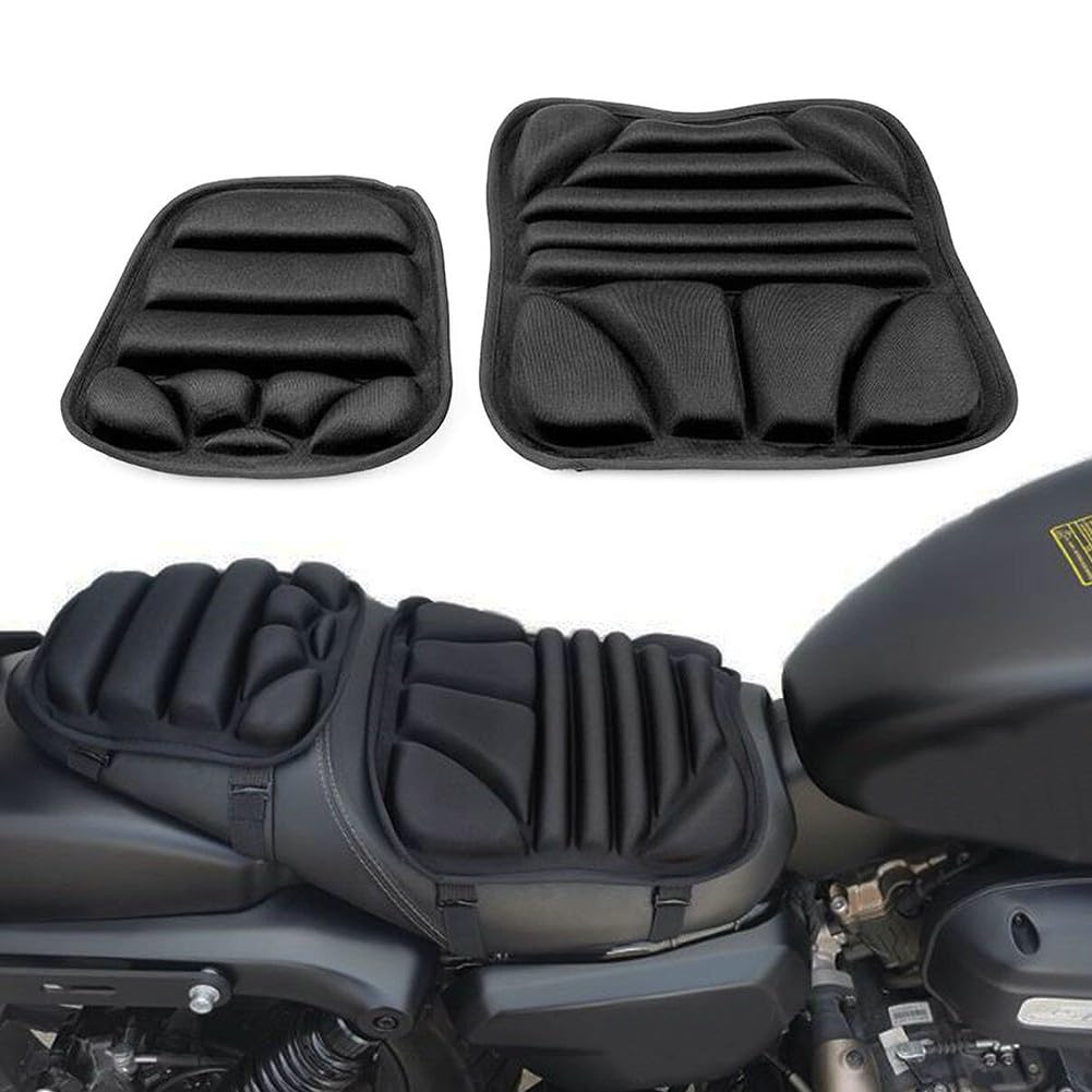 2-teiliges Motorrad-Sitzkissen, Motorrad-Sitzkissen-Set, Gel-Schwamm-Pad-Abdeckung, Universal-Motorrad-Netz-Schutzsitzbezug, Druckentlastung von RANRAO