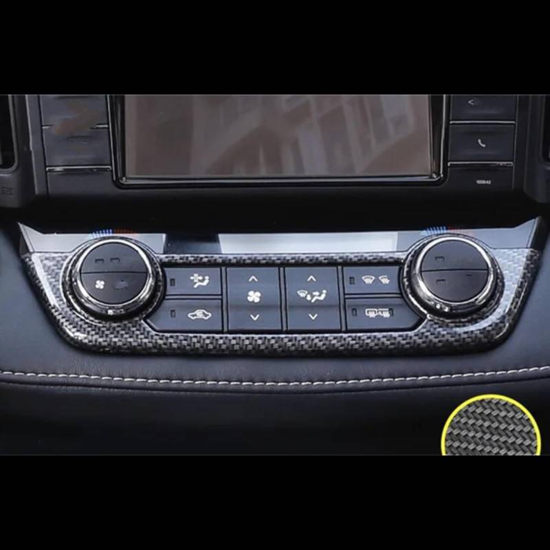 Kompatibel Mit Toyota Für RAV4 2016 2017 2018 Zentralsteuerung Klimaanlage Auslass Entlüftungsknopf Schalter Panel Abdeckung Verkleidung Zubehör Mittel Konsole CD-Panel Abdeckung(Black Carbon) von RAQXOLPB