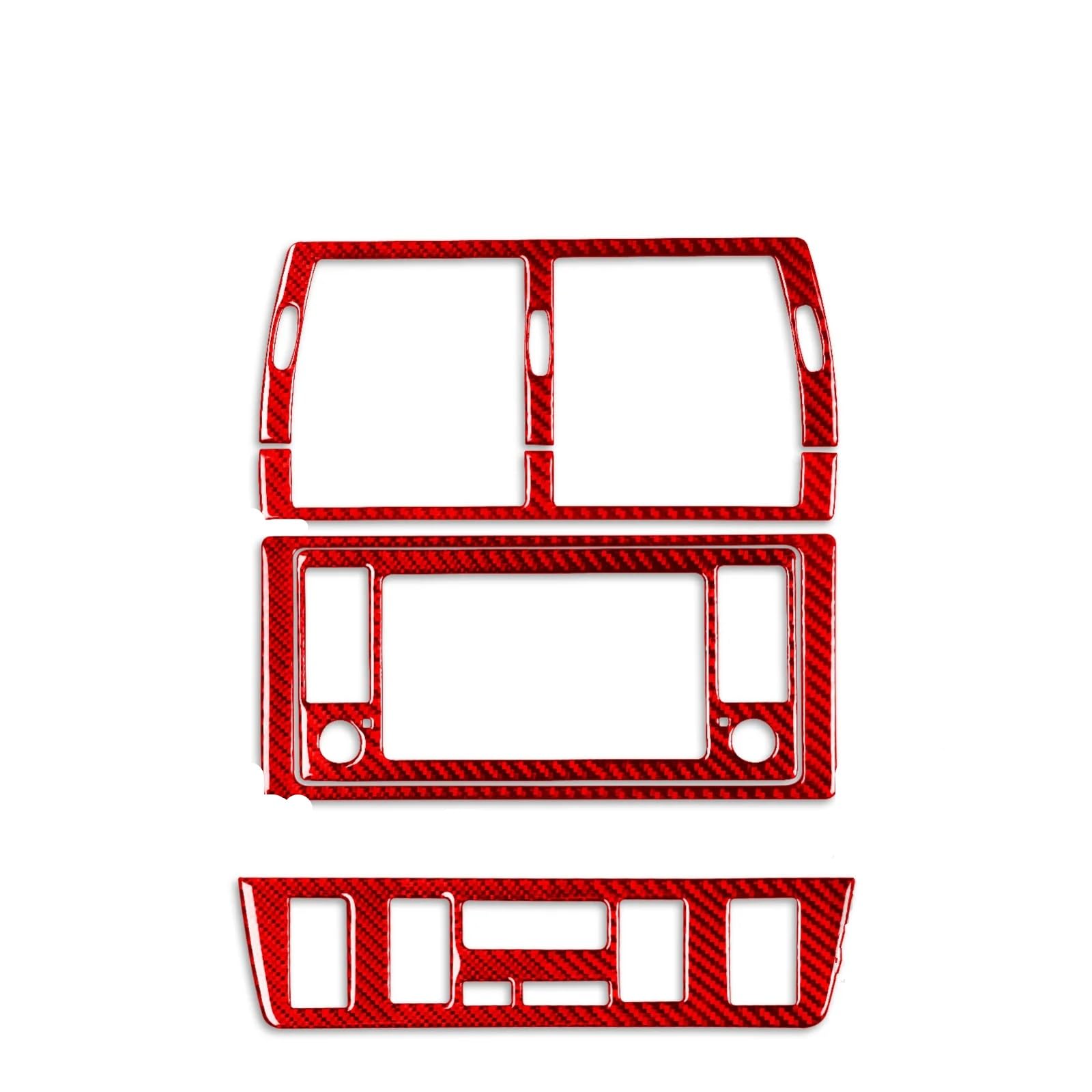 RAQXOLPB Kompatibel Mit X5 E53 2000 2001 2002 2003 2004 2005 2006 Mittelkonsolensatz Klimaanlagen-Entlüftungs-CD-Panel Carbonfaser-Musteraufkleber Mittel Konsole CD-Panel Abdeckung(Red Carbon) von RAQXOLPB