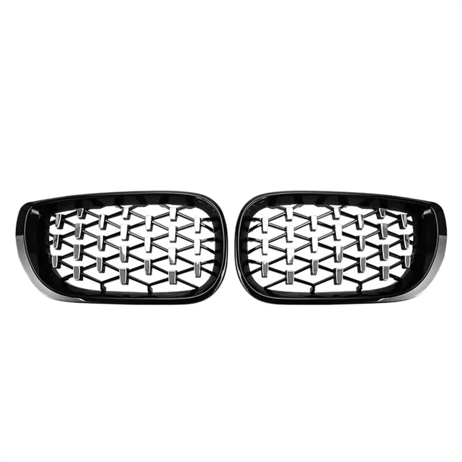 RAQXOLPB Kühlergrille Passend Kompatibel Mit 3er E46 325i 4-Türer 2002 2003 2004 Oberer Grill Im Diamant-Stil, Vordere Nieren-Renngitter, Frontstoßstangengitter(Diamond-Chrome Black) von RAQXOLPB