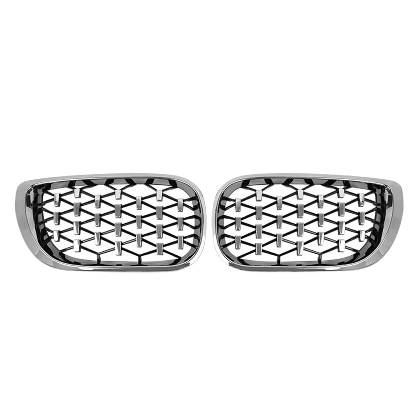 RAQXOLPB Kühlergrille Passend Kompatibel Mit 3er E46 325i 4-Türer 2002 2003 2004 Oberer Grill Im Diamant-Stil, Vordere Nieren-Renngitter, Frontstoßstangengitter(Diamond-Silver) von RAQXOLPB