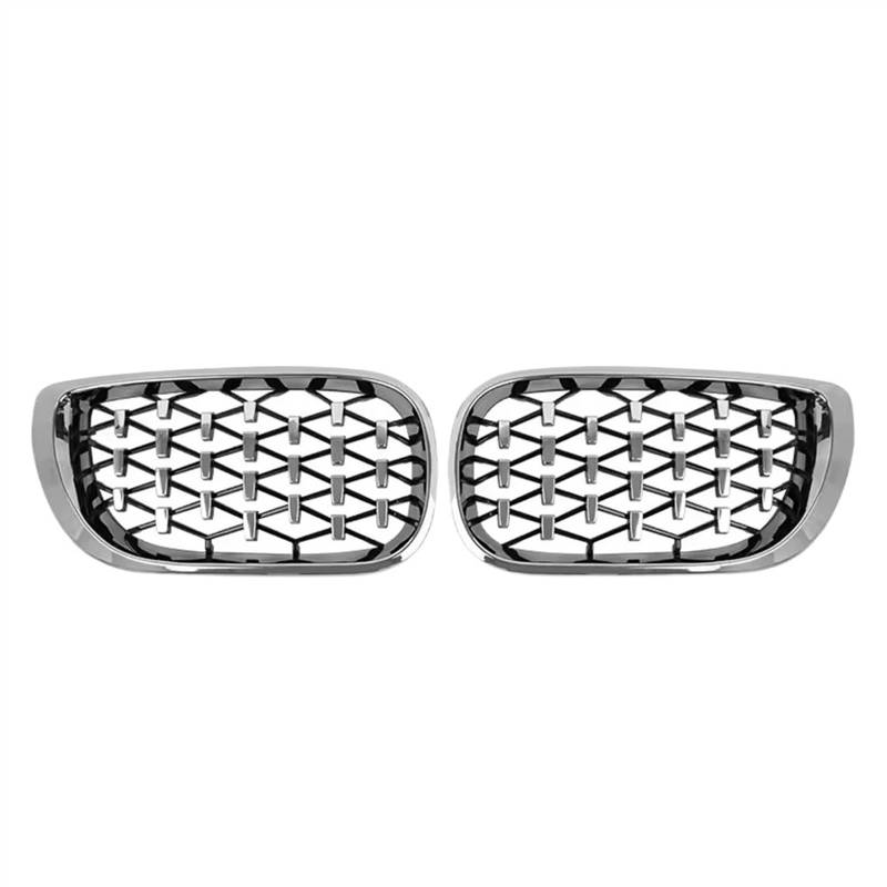 RAQXOLPB Kühlergrille Passend Kompatibel Mit 3er E46 325i 4-Türer 2002 2003 2004 Oberer Grill Im Diamant-Stil, Vordere Nieren-Renngitter, Frontstoßstangengitter(Diamond-Silver) von RAQXOLPB