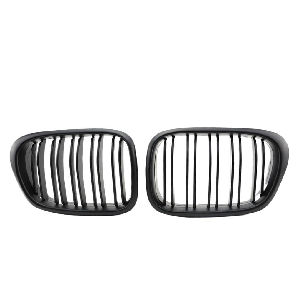 RAQXOLPB Kühlergrille Passend Kompatibel Mit 5 Series E39 525i 528i 530i 540i Für M5 1999 2000 2001 2002 2003 2004 Glanz Matt Schwarz Front Niere Doppel Lamellen Grill(Matte Black) von RAQXOLPB