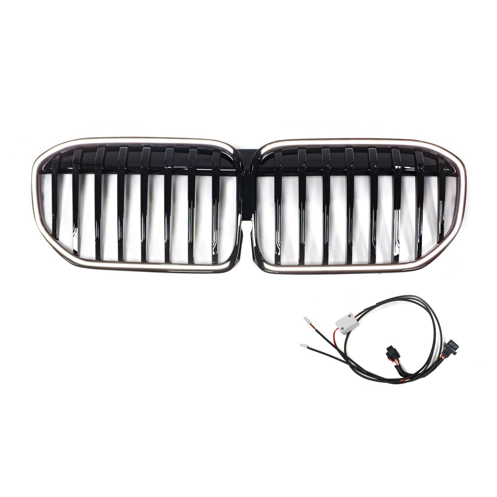 RAQXOLPB Kühlergrille Passend Kompatibel Mit 7er G11 LCI 2020 2021 2022 2023, Auto, Glänzend, Schwarz, Vorne, Niere, Einzeiliger Kühlergrill, Vordere Stoßstange, Renngitter von RAQXOLPB