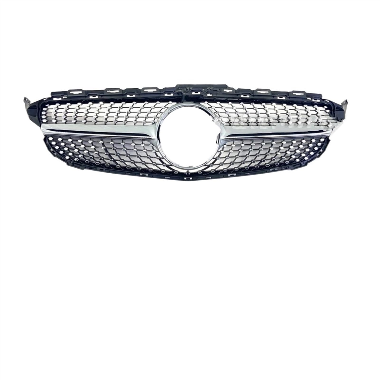 RAQXOLPB Kühlergrille Passend Kompatibel Mit Benz Für C-Klasse W205 C180 C200 C250 2015 2016 2017 2018 Diamantgrill Frontgitter Autoteil Stoßstangengitter Fronteinlassgitter(Silver cam Hole) von RAQXOLPB