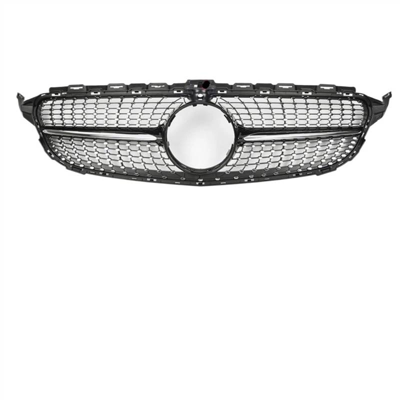 RAQXOLPB Kühlergrille Passend Kompatibel Mit Benz Für W205 C180 C200 C250 2014 2015 2016 2017 2018 Diamantgrill Frontgittergrill Autoteil Auto Frontstoßstangengrill(Black,with Camera Hole) von RAQXOLPB