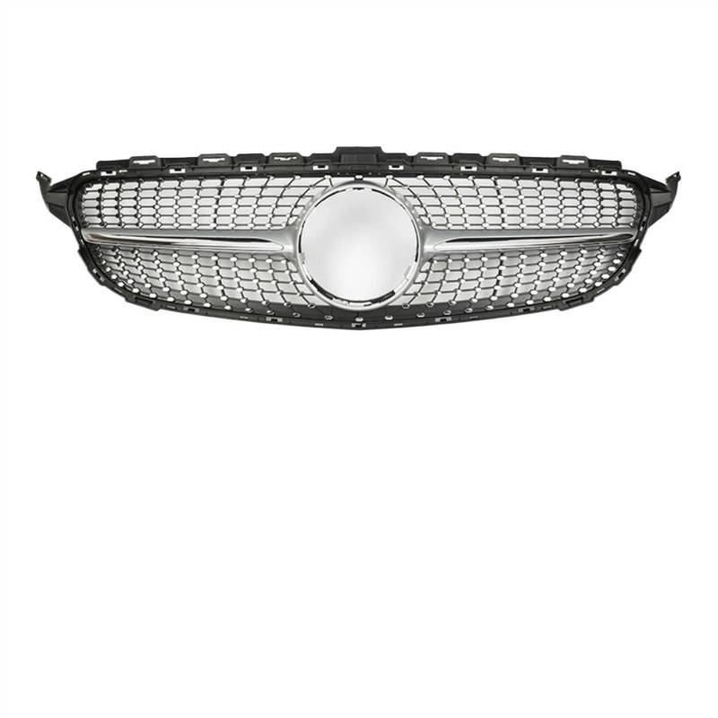 RAQXOLPB Kühlergrille Passend Kompatibel Mit Benz Für W205 C180 C200 C250 2014 2015 2016 2017 2018 Diamantgrill Frontgittergrill Autoteil Auto Frontstoßstangengrill(Silver,NO Camera Hole) von RAQXOLPB