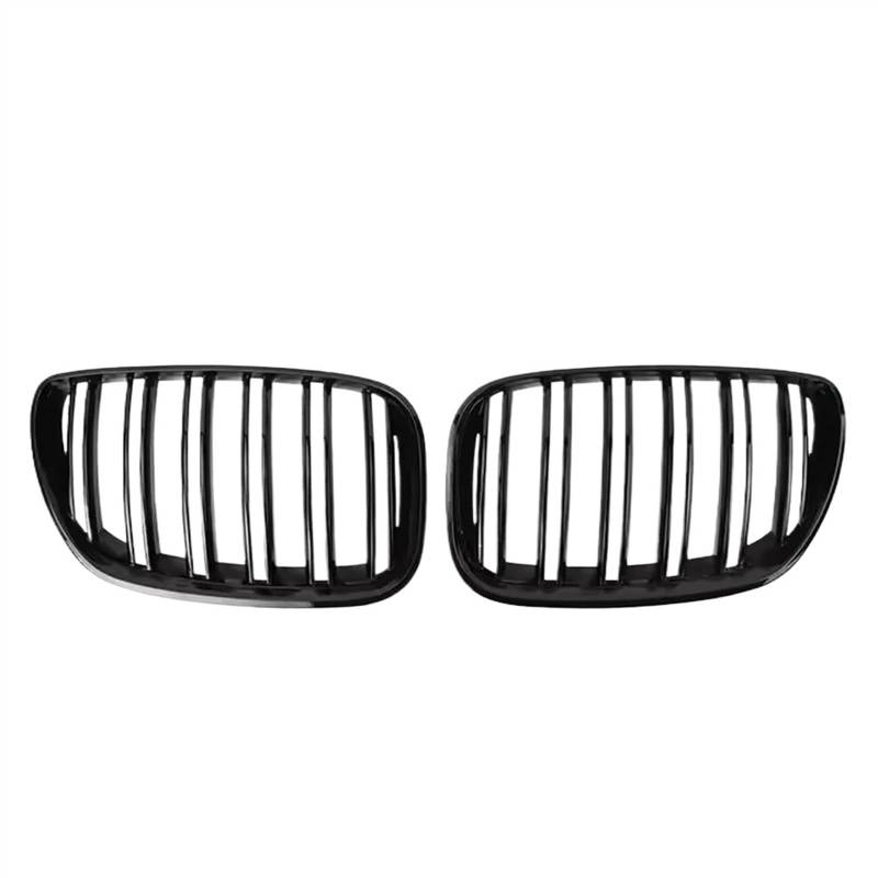 RAQXOLPB Kühlergrille Passend Kompatibel Mit X5 E53 1999 2000 2001 2002 2003 2004 2005 2006 Auto Double Line Style Frontstoßstange Racing Nierengitter Ersatz(Glossy Black 04-06) von RAQXOLPB