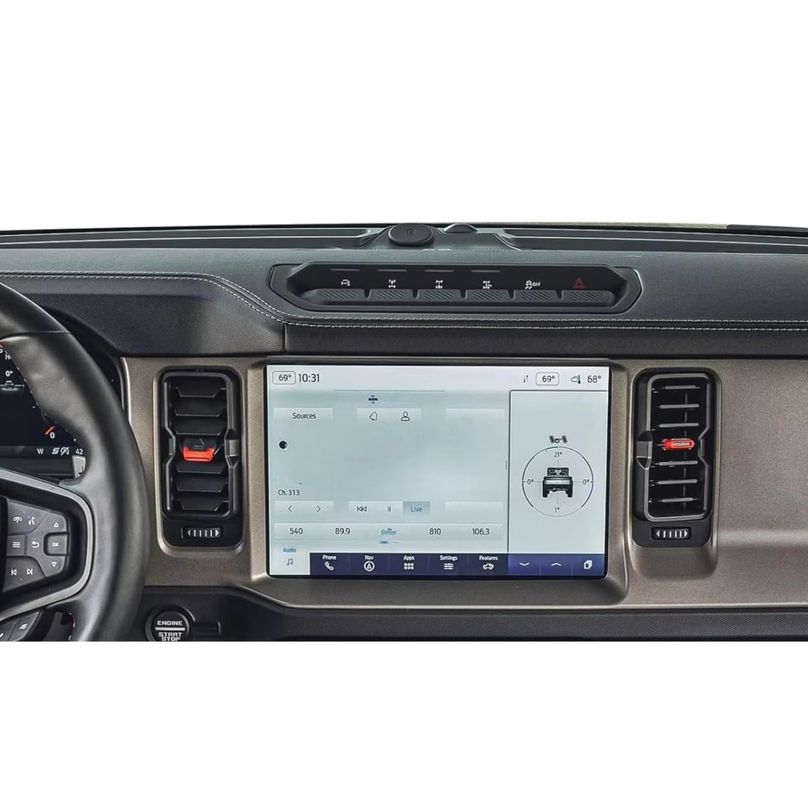 RAQXOLPB Schutzfolie Navi Bildschirm Kompatibel Mit Ford Für Bronco U725 2024, Auto-Innenzubehör, 12-Zoll-Auto-Infotainment-GPS-Navigation, Gehärtetes Glas, Displayschutzfolie von RAQXOLPB