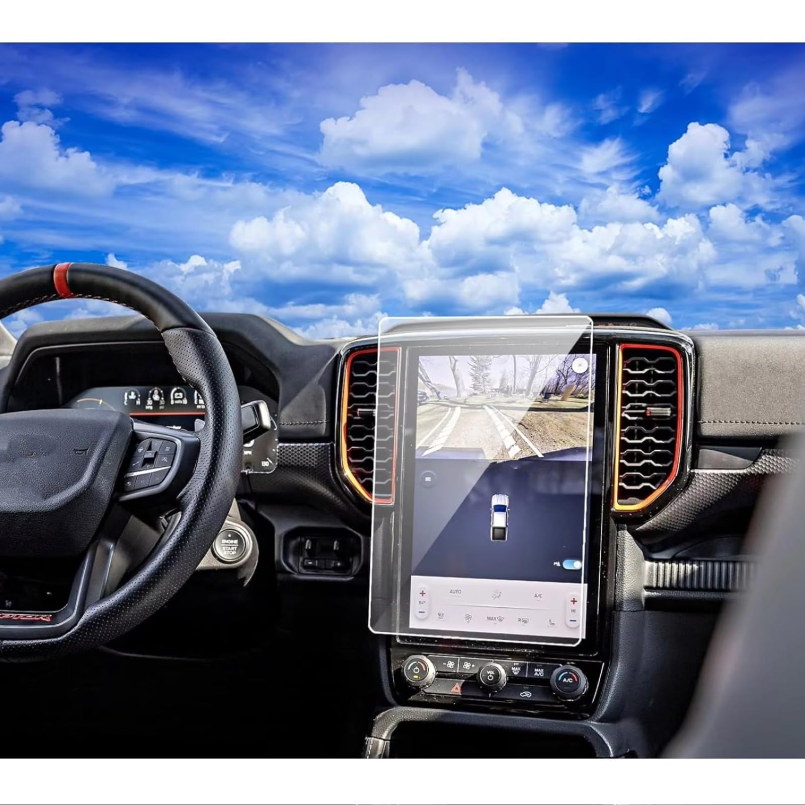 RAQXOLPB Schutzfolie Navi Bildschirm Kompatibel Mit Ford Für Ranger 2024 Auto 12 Zoll Innenraum LCD GPS Navigation Gehärtetes Glas Displayschutzfolie von RAQXOLPB