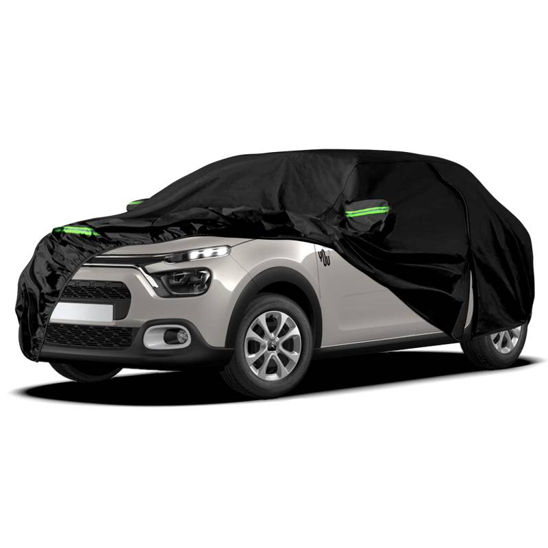 Autoabdeckung Wasserdicht Kompatibel mit Citroën C3 FC/FN/SC/SX/SY 2002-2024, Atmungsaktiv Vollgarage Autoplane für Regen Sonne Staub Schutz Auto Abdeckplane Abdeckung von RASHION