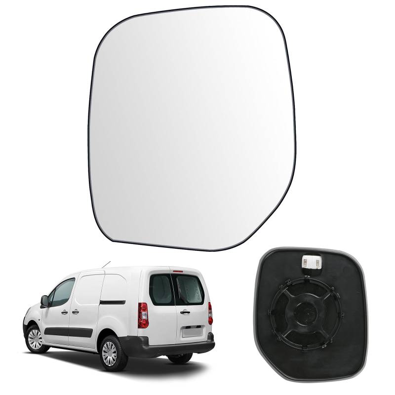 Ersatz Spiegelglas Heizbar Links Kompatibel mit Citroen Berlingo │ Peugeot Partner 1996-2008 Spiegelglas Außenspiegel Glas von RASHION