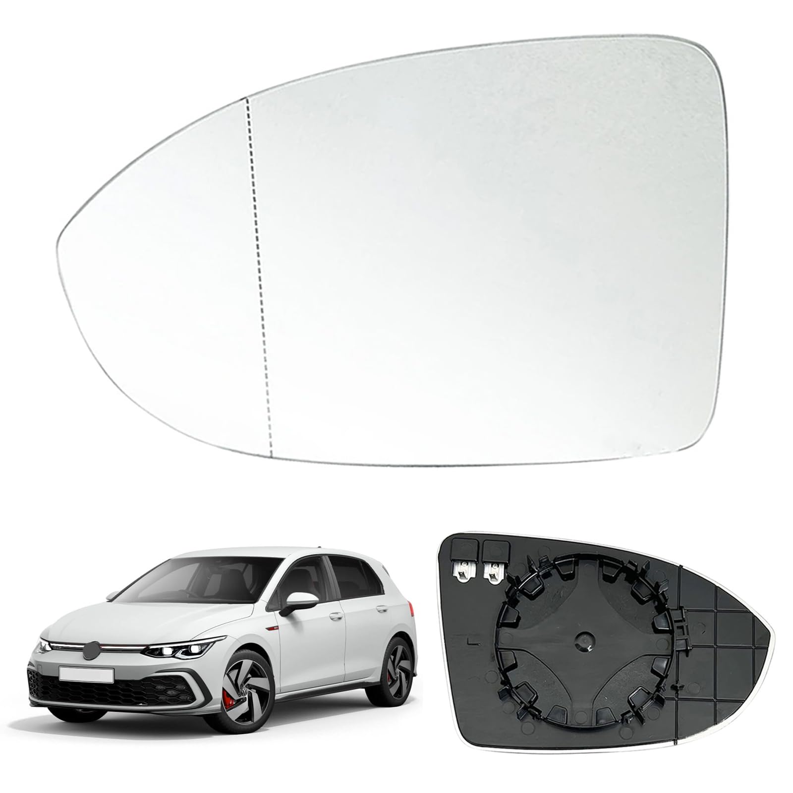 Ersatz Spiegelglas Heizbar Links Kompatibel mit VW Golf 8 Golf MK8 2020+ Spiegelglas Außenspiegel Glas von RASHION