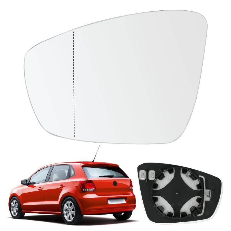 Ersatz Spiegelglas Heizbar Links Kompatibel mit VW Polo 6R 6C 2009-2017 UP (UP!) 2016- Spiegelglas Außenspiegel Glas von RASHION