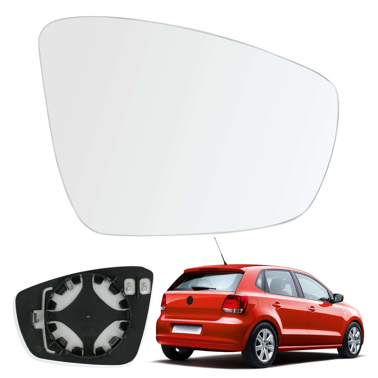 Ersatz Spiegelglas Heizbar Rechts Kompatibel mit VW Polo 6R 6C 2009-2017 UP (UP!) 2016- Spiegelglas Außenspiegel Glas von RASHION