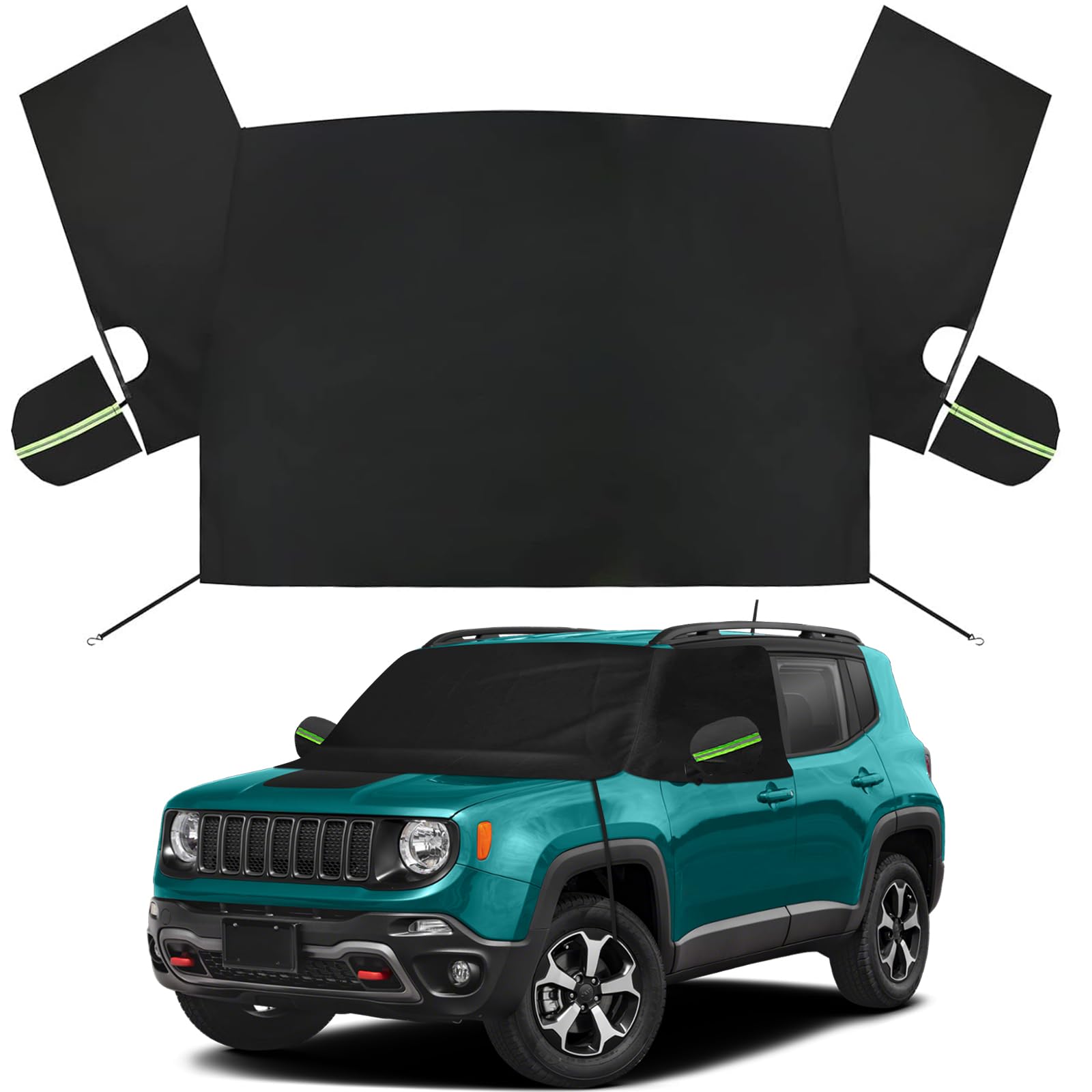 Frontscheibenabdeckung Kompatibel mit Jeep Renegade 2015-2024 - Faltbar Auto Windschutzscheibenabdeckung 420D Oxford gegen EIS Frost Staub Sonne UV Schnee Hohe Temperatur von RASHION