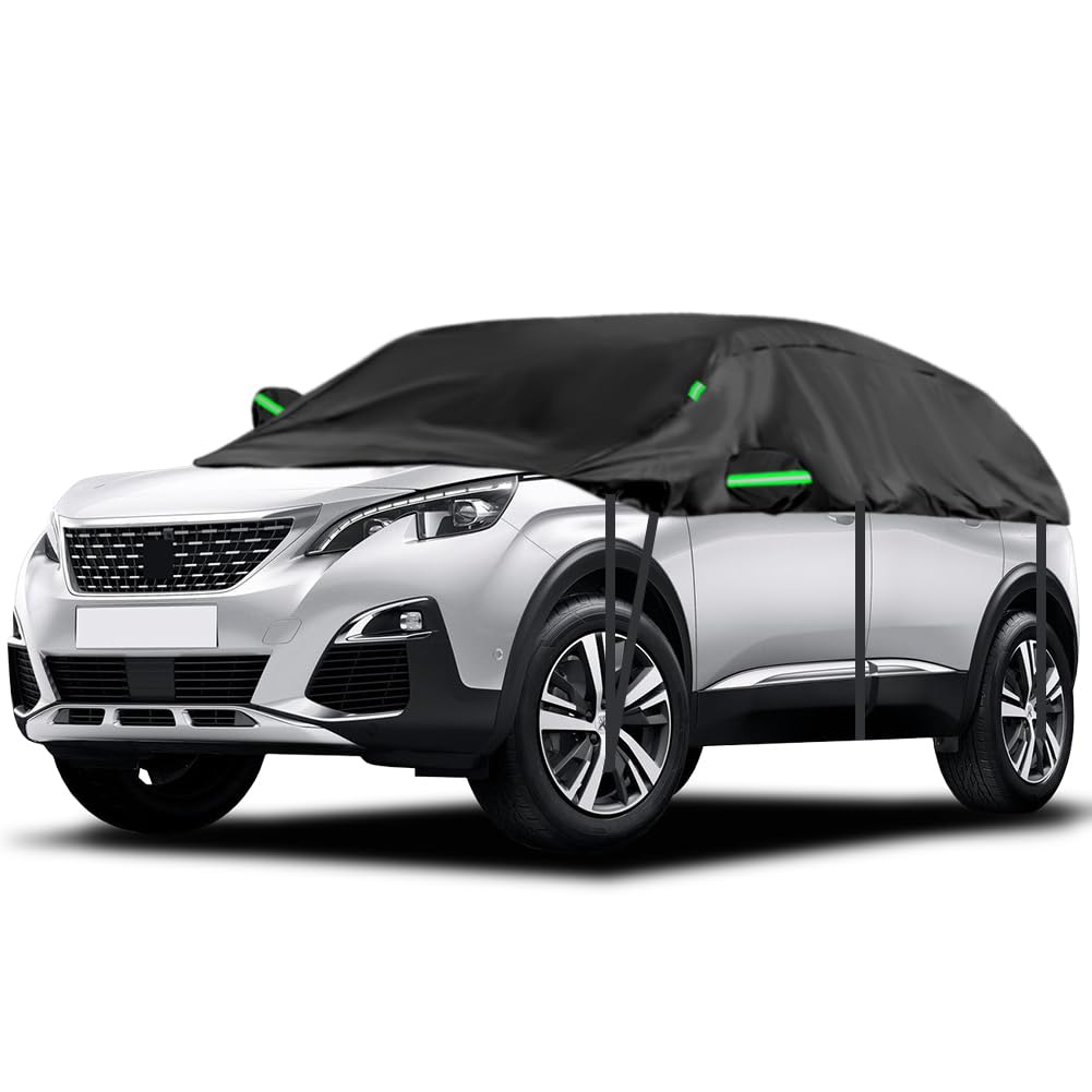 Halbgarage Autoabdeckung Wasserdicht Passend für Peugeot 3008 2007-2024, 300D Atmungsaktiv Autoplane Regen Sonne Schnee Auto Abdeckplane Abdeckung von RASHION