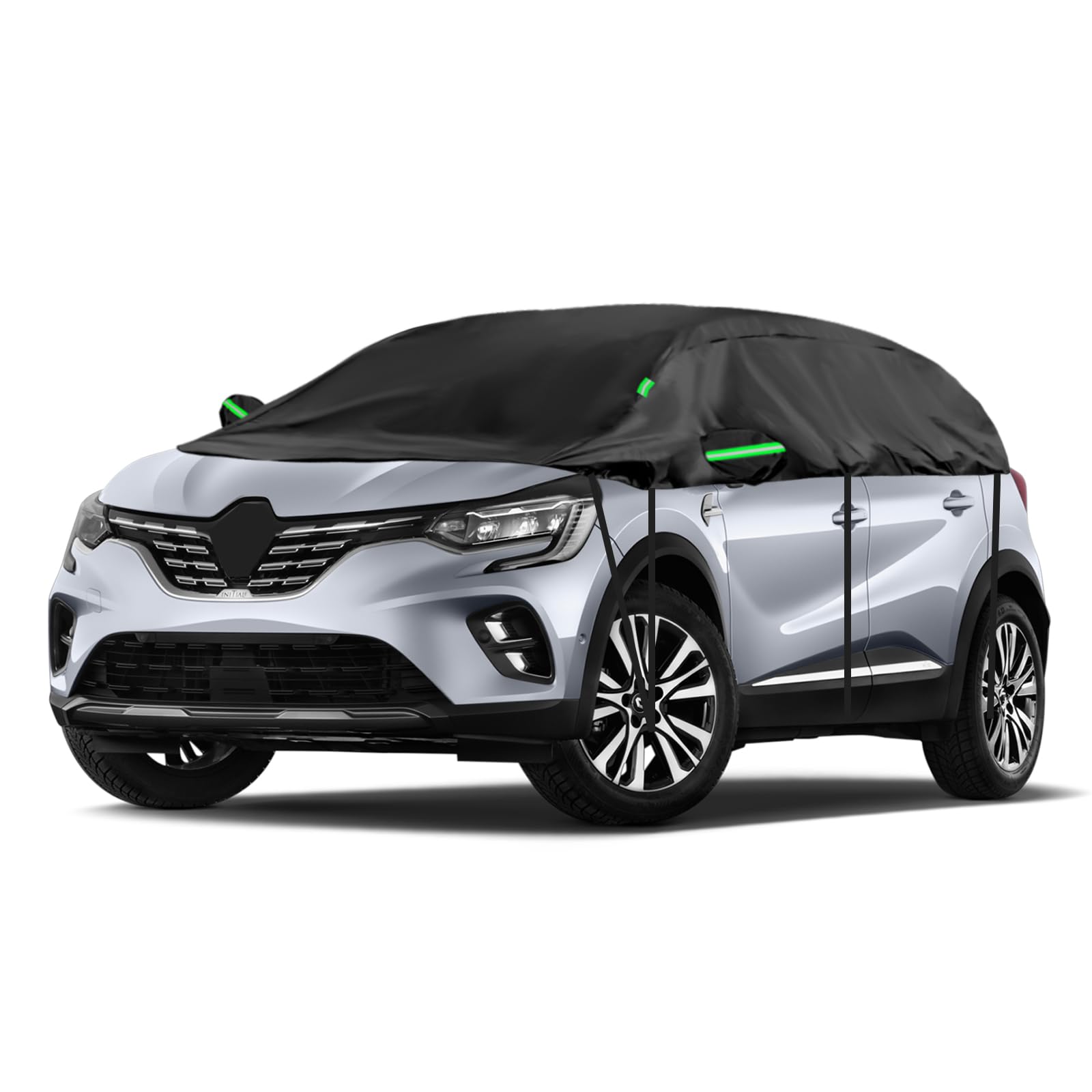 Halbgarage Autoabdeckung Wasserdicht Passend für Renault Captur 2013-2024, 300D Atmungsaktiv Autoplane Regen Sonne Schnee Auto Abdeckplane Abdeckung von RASHION