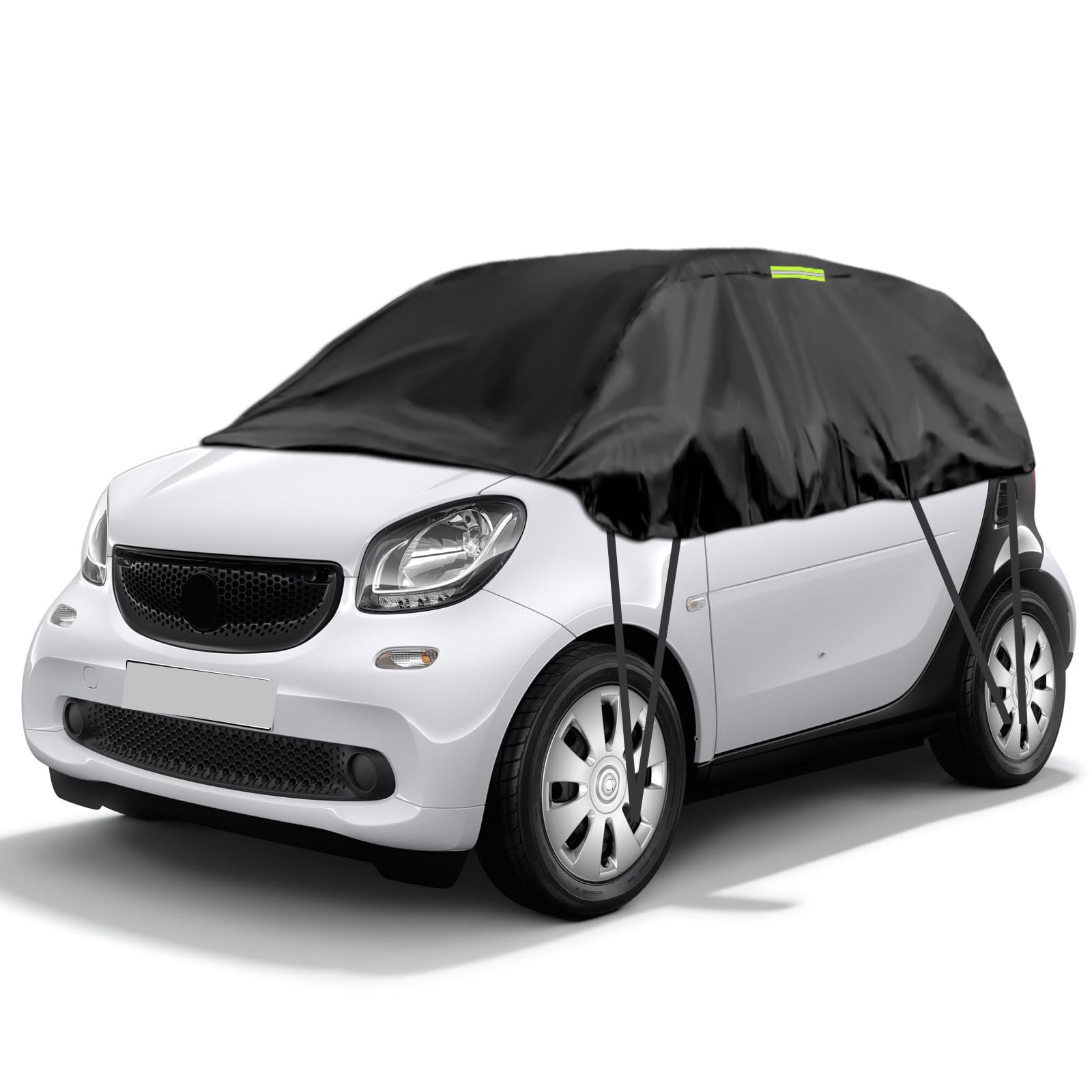 Halbgarage Autoabdeckung Wasserdicht Passend für Smart Fortwo 1998-2024, 300D Atmungsaktiv Autoplane Regen Sonne Schnee Auto Abdeckplane Abdeckung von RASHION