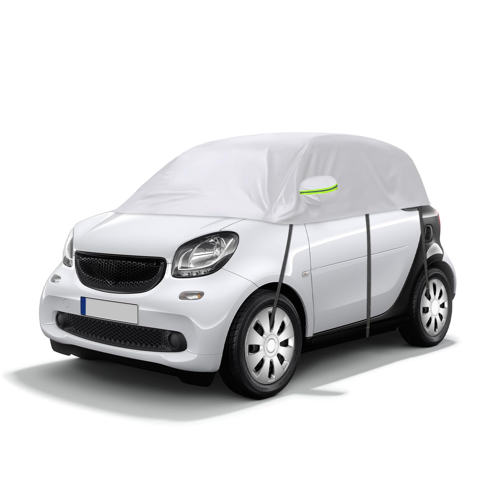 Halbgarage Autoabdeckung Wasserdicht Passend für Smart Fortwo 2006-2025, Atmungsaktiv Autoplane Regen Sonne Schnee Auto Abdeckplane Abdeckung Silber von RASHION