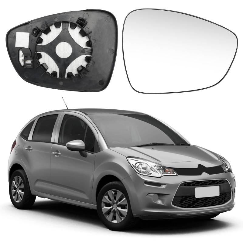 Spiegelglas Heizbar Rechts Kompatibel mit Peugeot 508 508SW 2010-2018 / Citroen C3 C4 C5 2009-2016 / DS3 DS4 DS5 2011-2015 Spiegelglas Außenspiegel Glas von RASHION