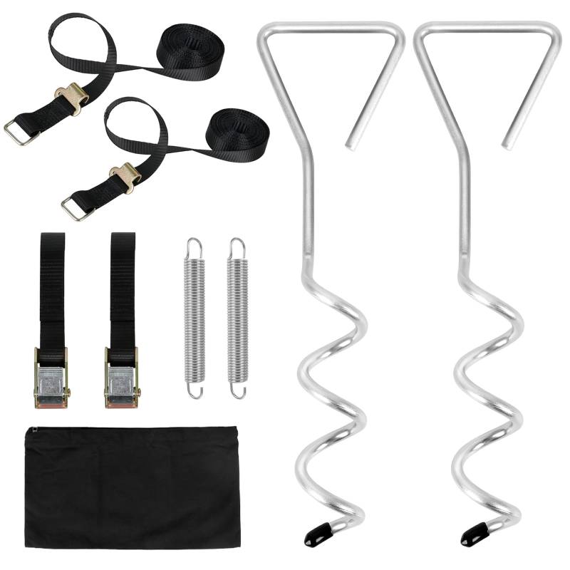 Sturmband Markise Set - Sturmsicherung Abspanngurte Abspannset Sturmverspannung mit Erdankern für Vorzelt Wohnwagen - Camping Wohnmobil Zubehör - Vorzelt Wohnwagen Hold Down Side Strap Kit von RASHION