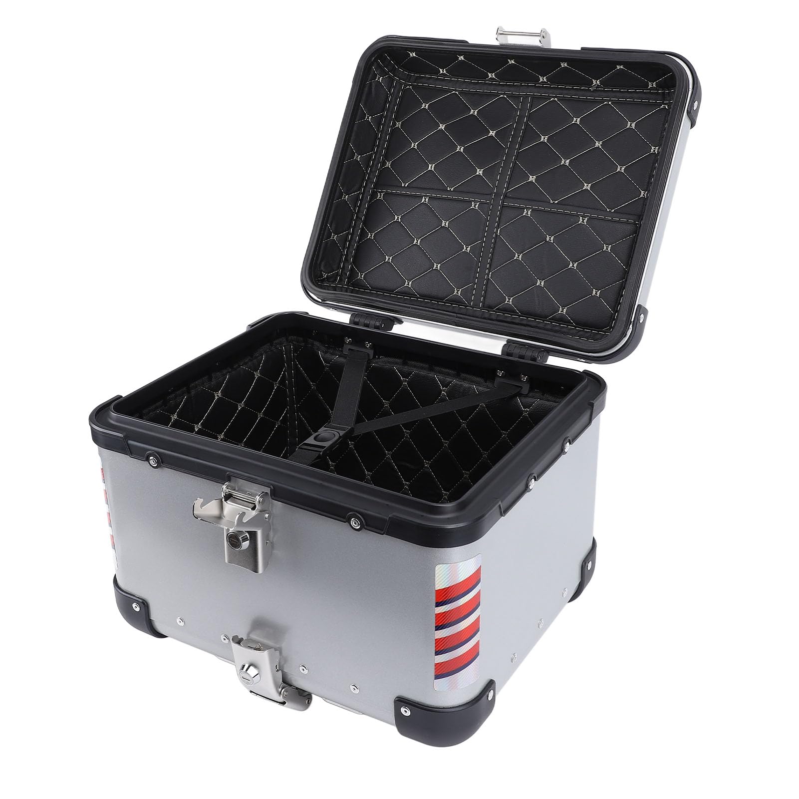 45L Motorrad Top Box Leichtes Starkes Robustes Wasser für Fahrer Aluminiumlegierung, Schnellfreisetzung, Universal Fit (SILVER) von RASTKY