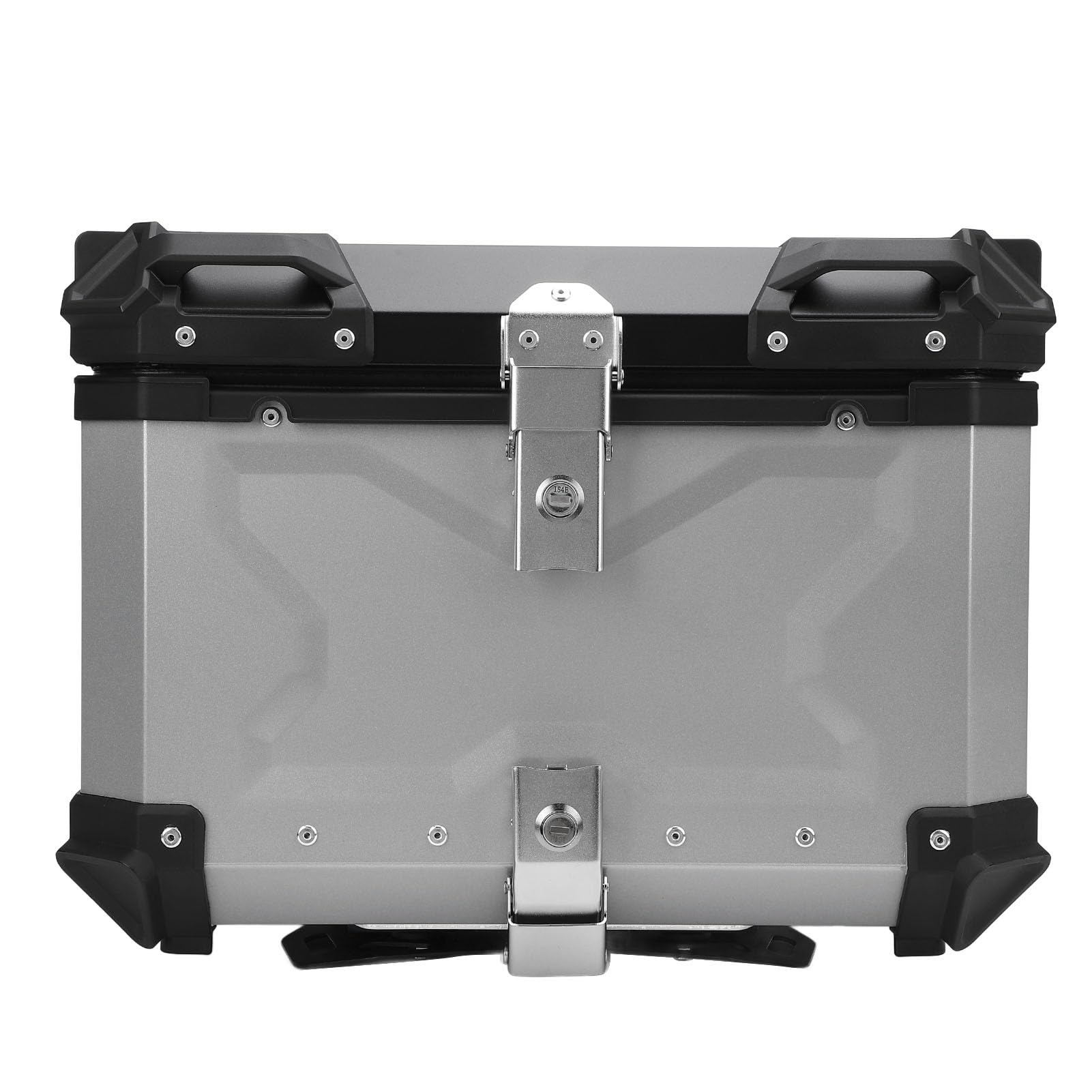 55L Motorrad -Top -Box, Wasserfeste Aluminiumlegierschachtel mit Sicherheitsschloss, Reflektierender Aufkleber für Helmgepäck, Kompatibel für Roller und Motorräder (SILVER) von RASTKY