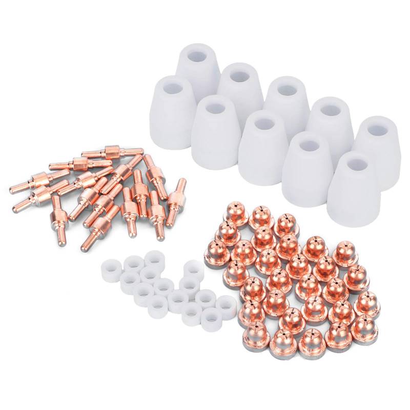 70pcs Düsenelektrodenspitzen für PT-31-40 Cut40 Cut50, Keramik-Metall-Schneidenträgerteile, Geeignet für Plasmaschneider, Weißes Messingmaterial Geeignet von RASTKY