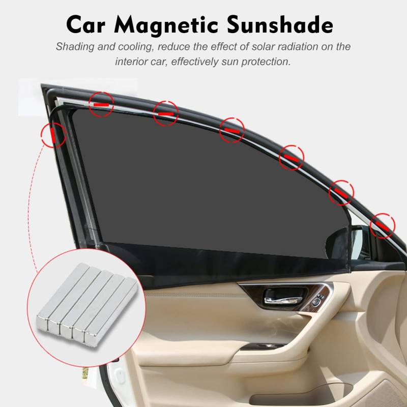 Auto-Sonnenschutz, Universeller Magnetischer Netzvorhang Zur Beschattung und Kühlung des Automobil-Innenraums, Schwarz von RASTKY