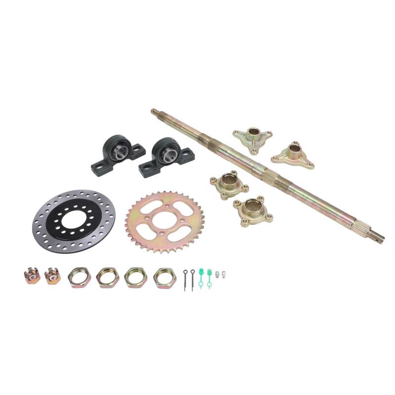 Hinterachse Kit Schwerdetail für 50-DIY-Wiederaufbau-Go-Karts, ATVs, Quads und Drift-Trikes, Metallmaterial, 428-37 Zahnkettenrad, 160-mm-Bremsscheibe von RASTKY