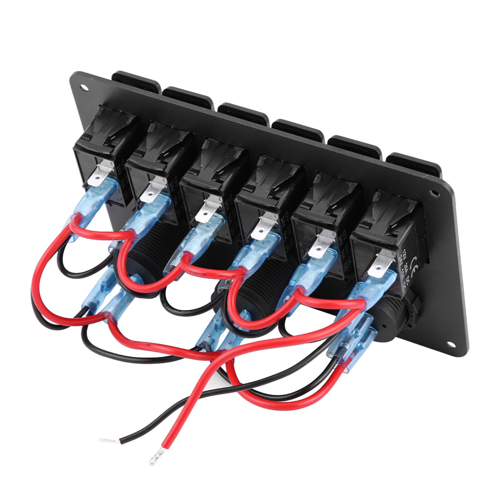 RASTKY 6-Gang-Wippschalter-Panel, Dual-USB-Ladegerät, LED-Voltmeter 12–24 V, Wippschalter, Geeignet für den Allgemeinen Einsatz in Autos, Motorrädern, Bussen, Booten (A) von RASTKY