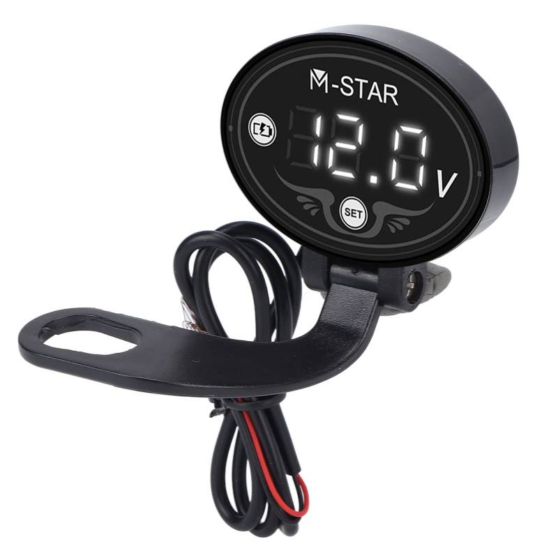 RASTKY Super Wasserdichtes, Leistungs Starkes Design, Motorrad-LED-Voltmeter Roter Draht zu Positivem Schwarz Bis Negatives, Stilvolles Erscheinung Sbild und Alkali-M von RASTKY