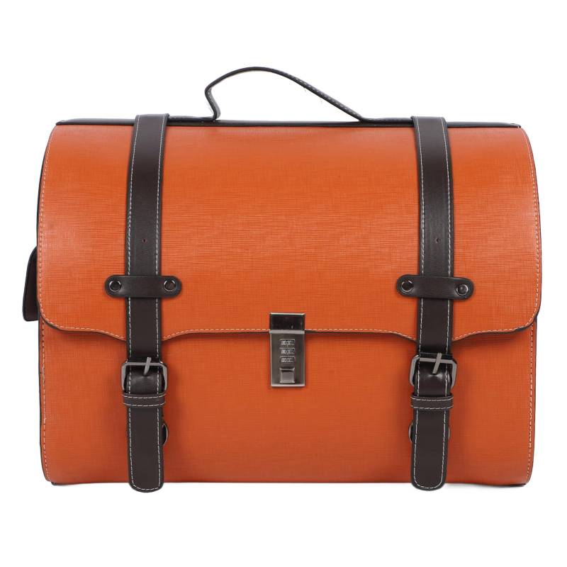 Schnellveröffentlichung von Motorrad -Schwanztaschen, 29,5 L Hochwertiger Leder, Verdickter Leder für Motorradroller (Orange mit schwarzem Streifen) von RASTKY