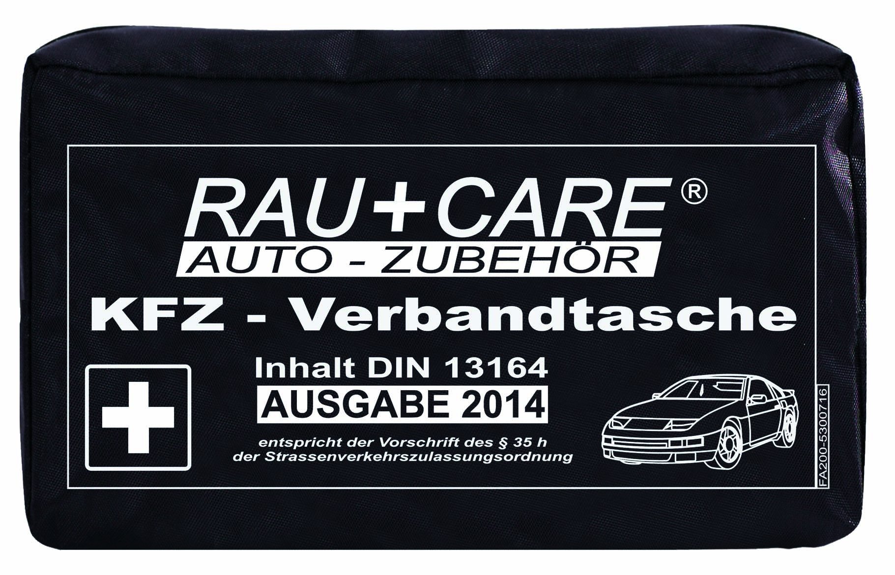 RAU EH0002 Kfz-Verbandtasche Kompakt Inhalt nach DIN 13164 § 35H Stvzo, Schwarz von RAU